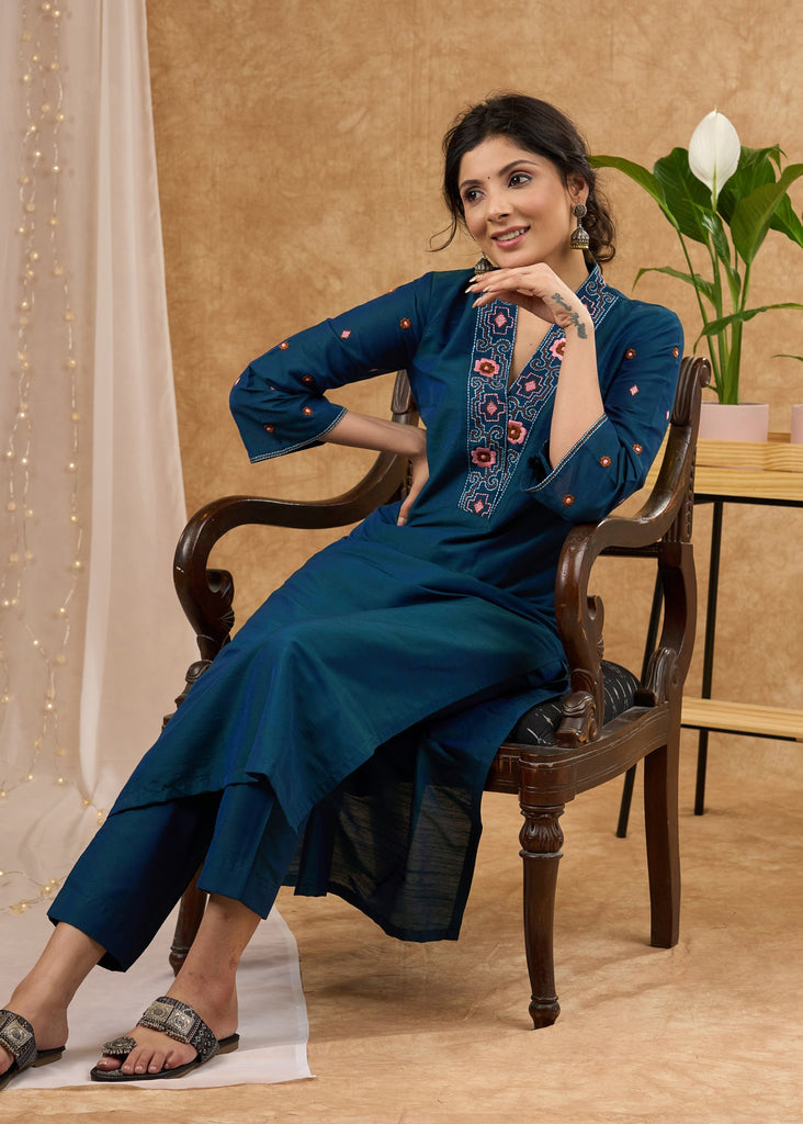 Blue Cotton Pant