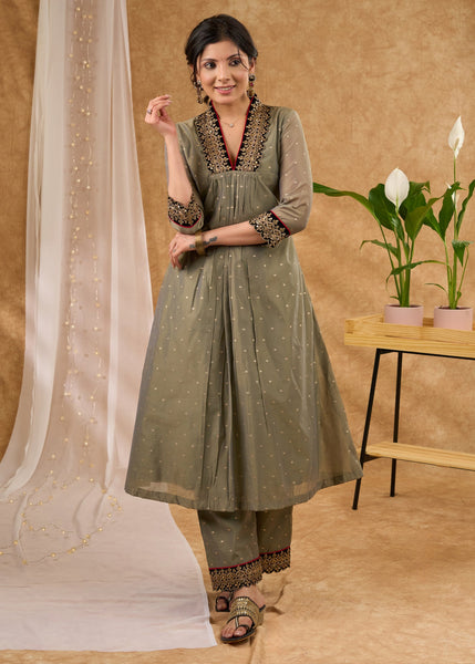 Olive Chanderi Pant