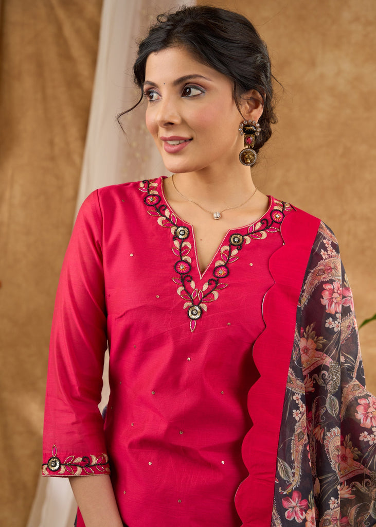Pink Cotton Silk Pant