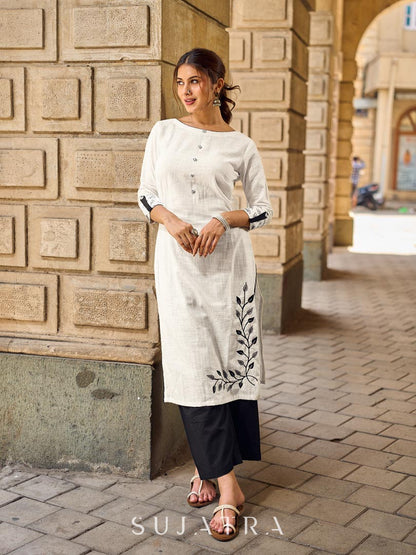 Black Cotton Classic Straight Leg Pant