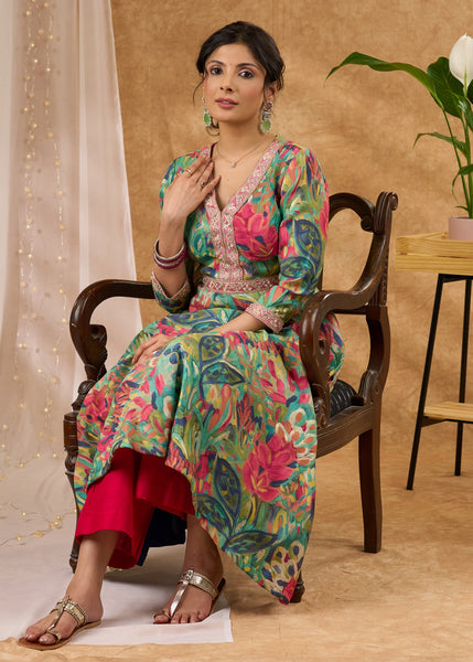 Pink Cotton Silk Pant