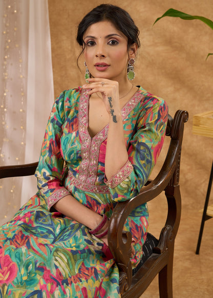 Pink Cotton Silk Pant