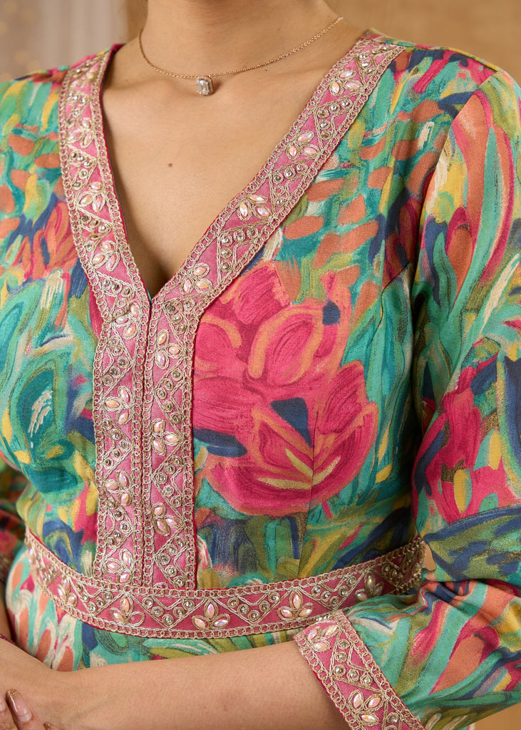 Pink Cotton Silk Pant