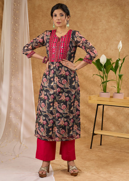 Pink Cotton Silk Pant