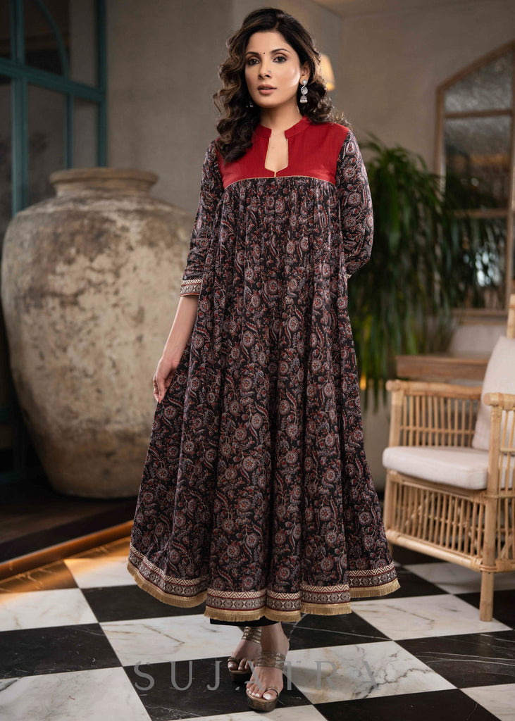 Black Cotton Silk Pant