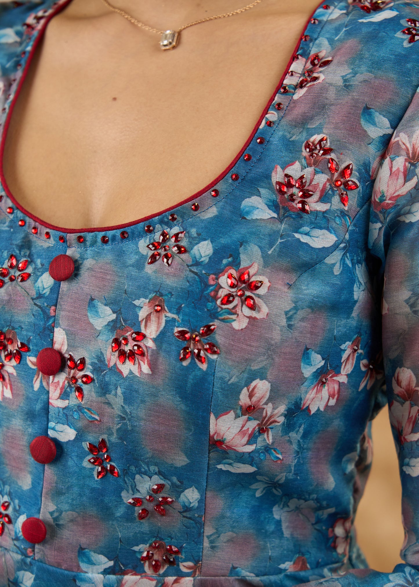 Elegant and smart printed chanderi flared kurta Pant optional