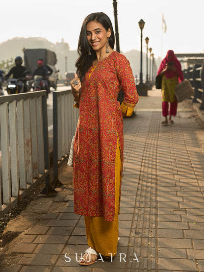 Chic Mustard Cotton Wide Palazzo Pant