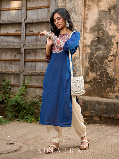 Elegant Off White Cotton Flex Gathered Pant