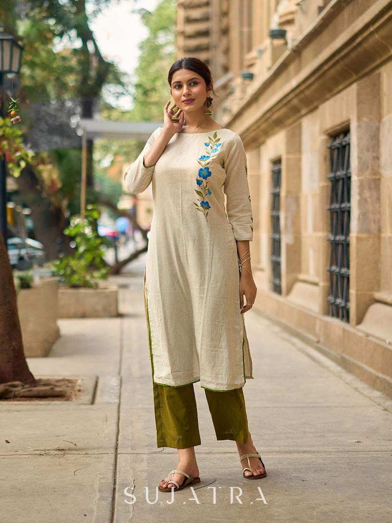 Rich Olive Cotton Straight Cut Pant