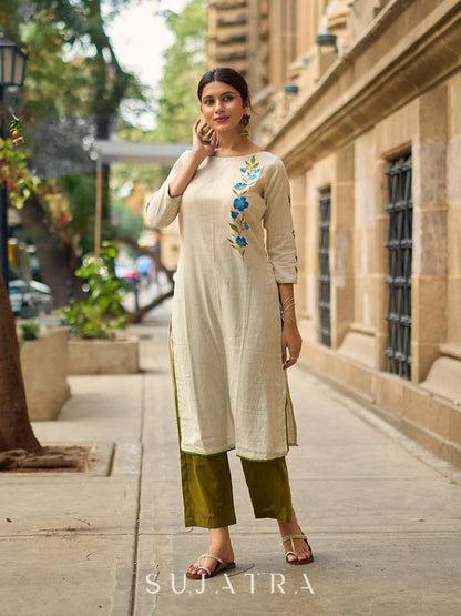 Rich Olive Cotton Straight Cut Pant