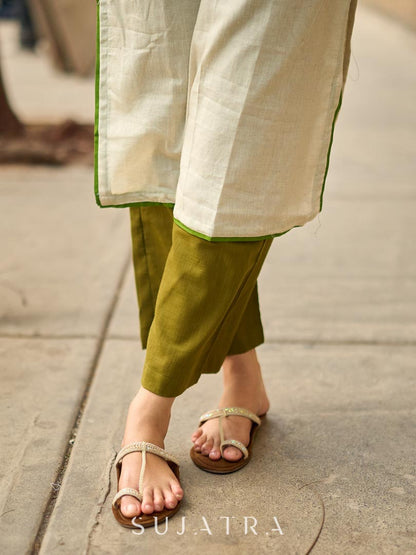 Rich Olive Cotton Straight Cut Pant
