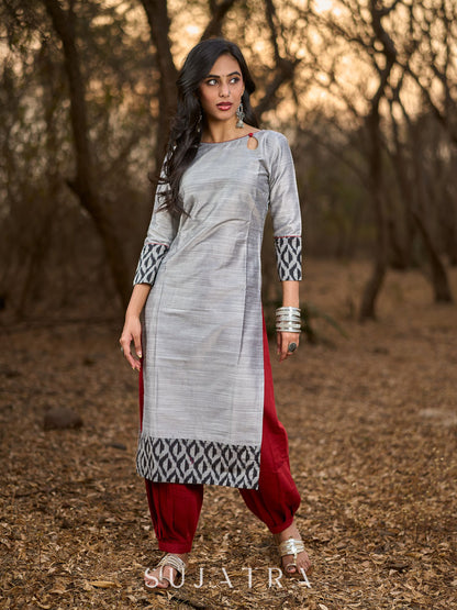 Maroon Comfortable Fit Cotton Pant with Elegant Pleated Silhouette