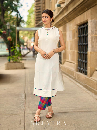 Vibrant Colorful Handloom Cotton Checkered Pant