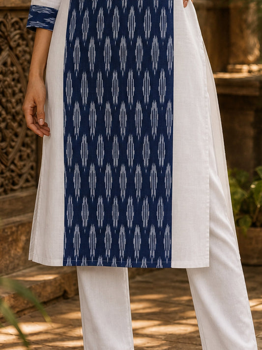 Simple White Straight Cut Cotton Pant