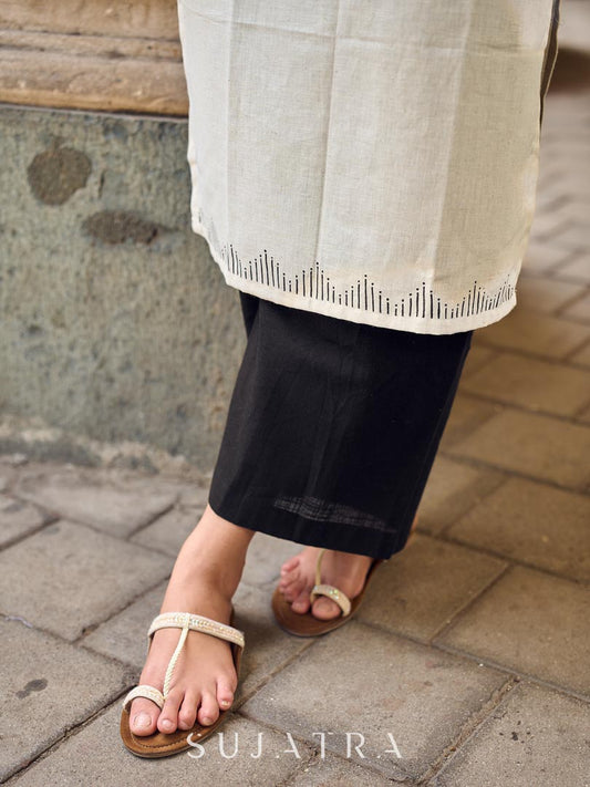 Black Cotton Minimal Straight Pant