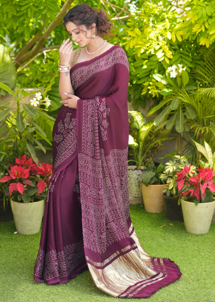 Exclusive Purple Modal Silk Saree with Tissue Pallu