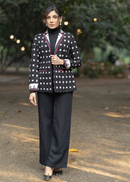 Classic Black Polka dot cotton formal blazer - Pant optional