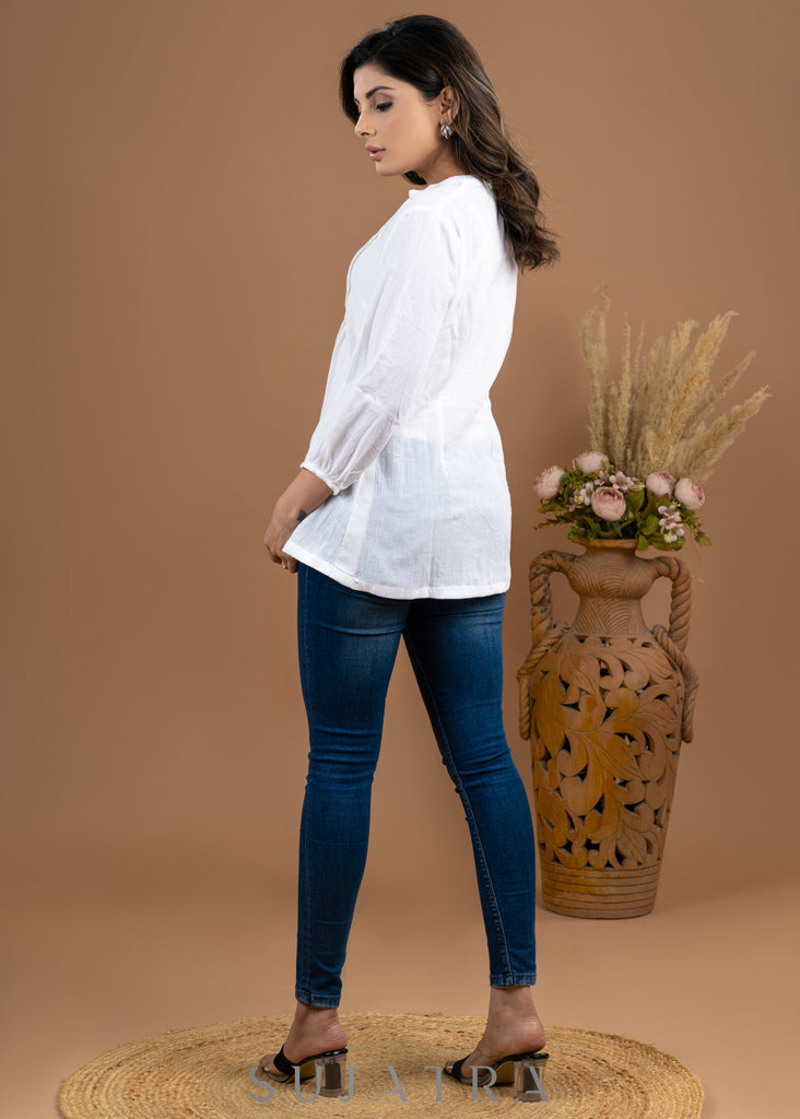 Smart White Cotton Top
