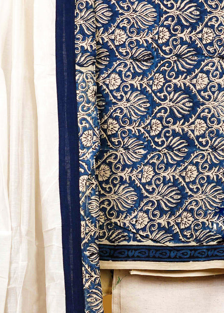 Smart Cotton Blue Printed Suit Set with Chanderi Dupatta