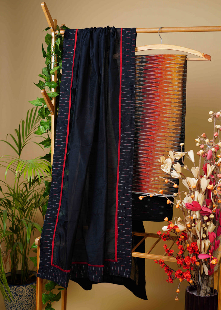 Elegant Multicolour Ikat Combination Suit Set with Ikat pant and Cotton Dupatta