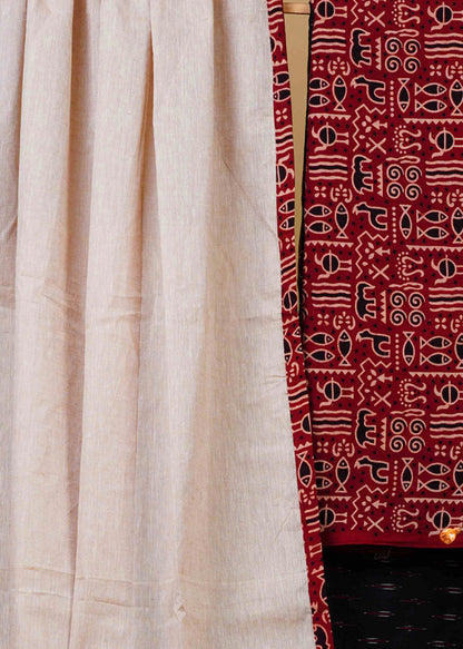 Classy Cotton Ikat Combination Suit Set with Chanderi Dupatta