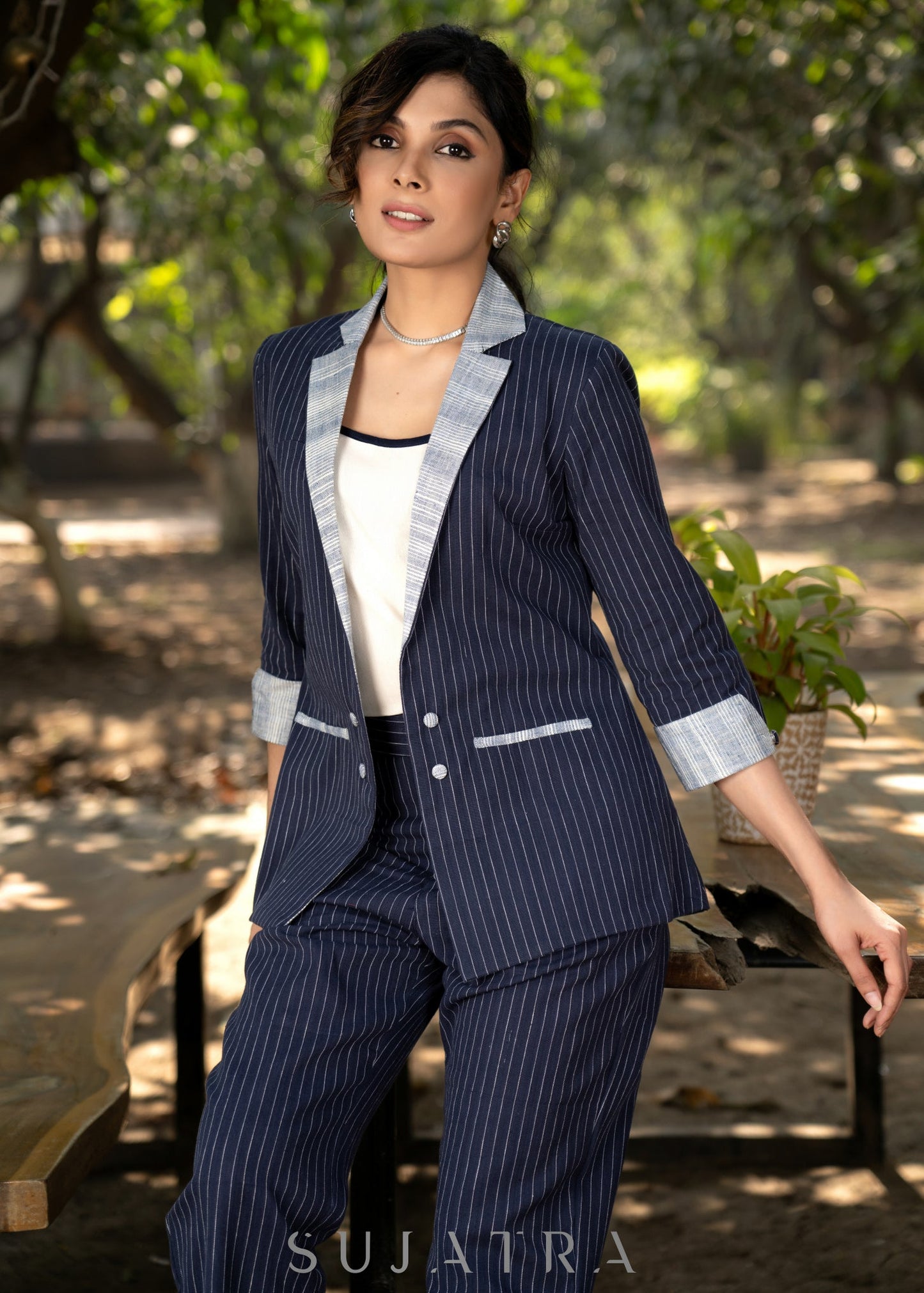 Blue Cotton Pant