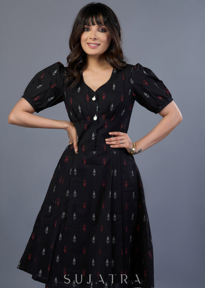 Smart Black Cotton Printed Dress