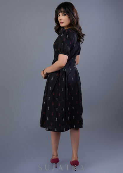 Smart Black Cotton Printed Dress