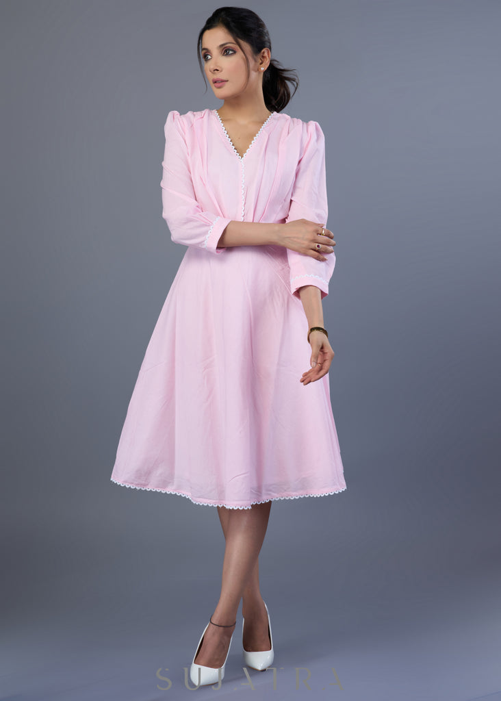 Exclusive Baby Pink Mul Cotton Dress