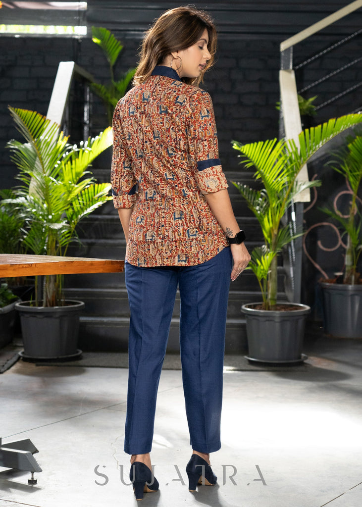 Blue Cotton Pant