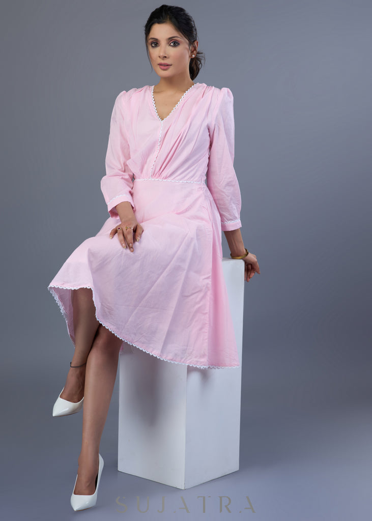 Exclusive Baby Pink Mul Cotton Dress