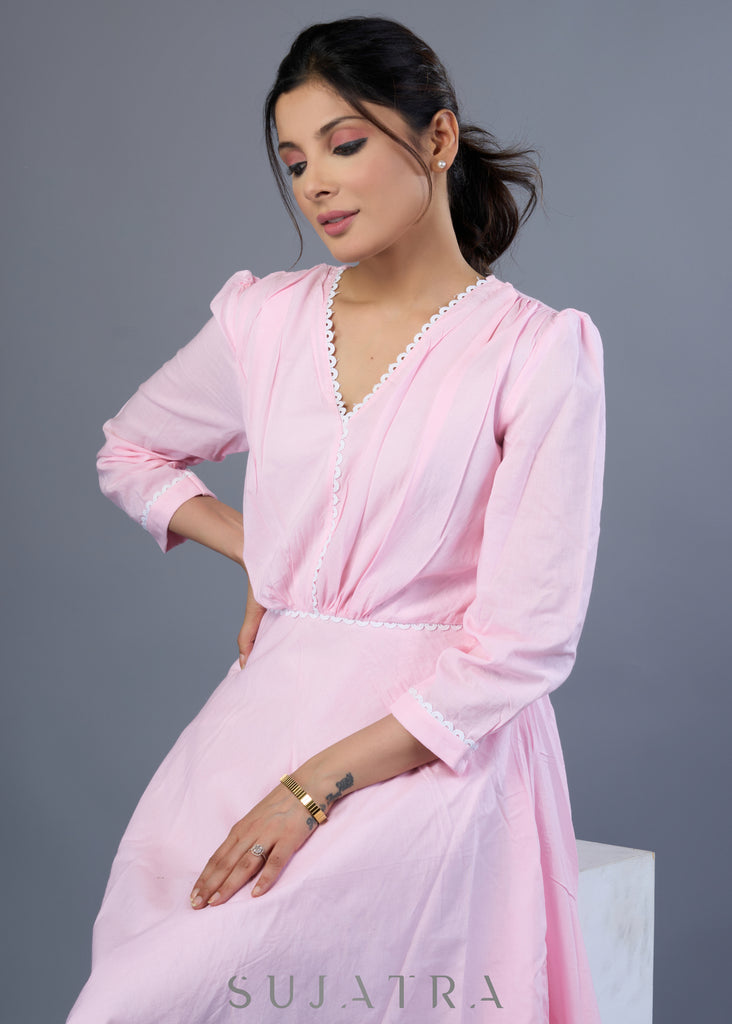 Exclusive Baby Pink Mul Cotton Dress