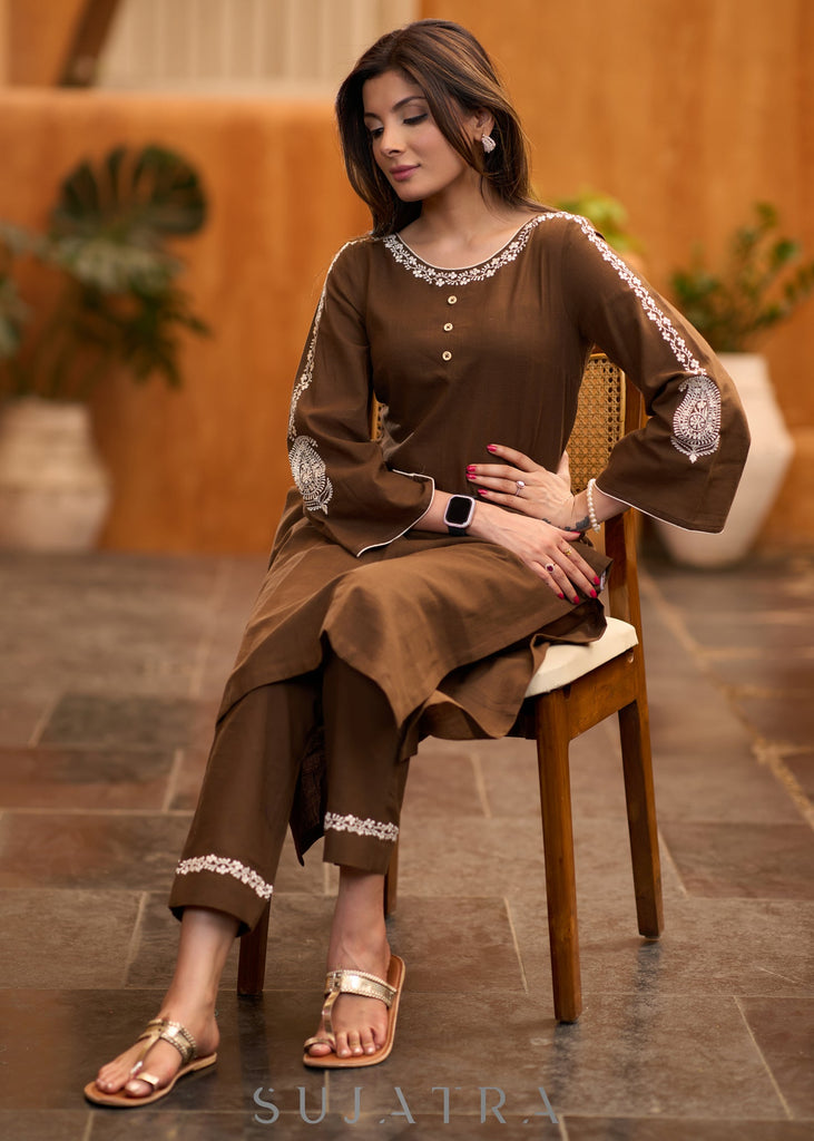 Brown Cotton Pant
