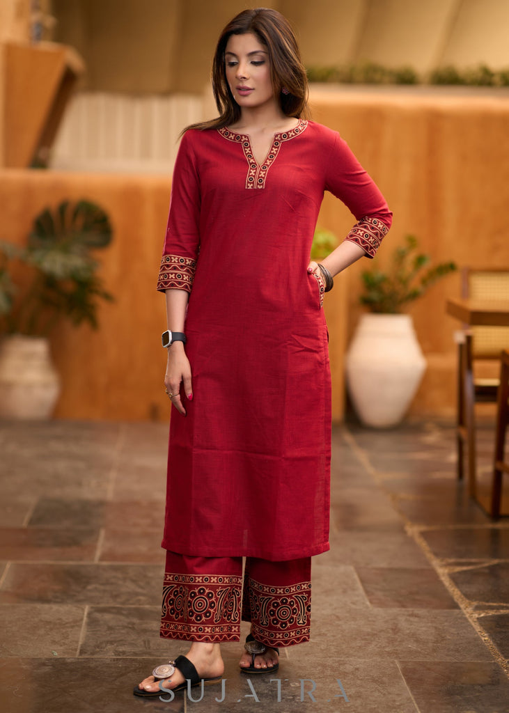 Maroon Cotton Pant