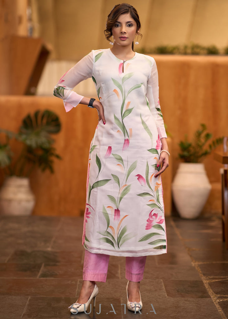Pink Cotton Silk Pant