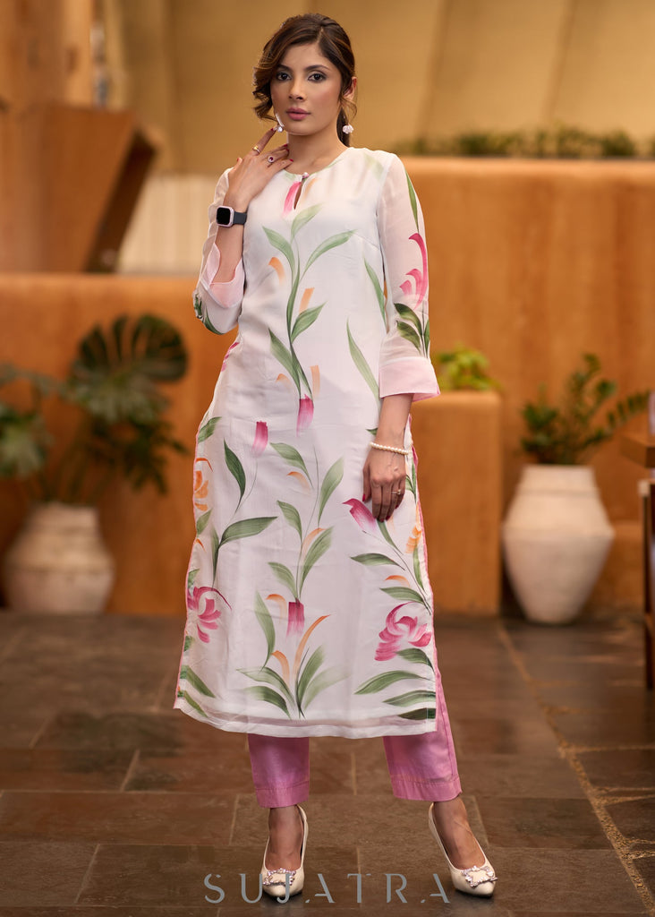 Pink Cotton Silk Pant