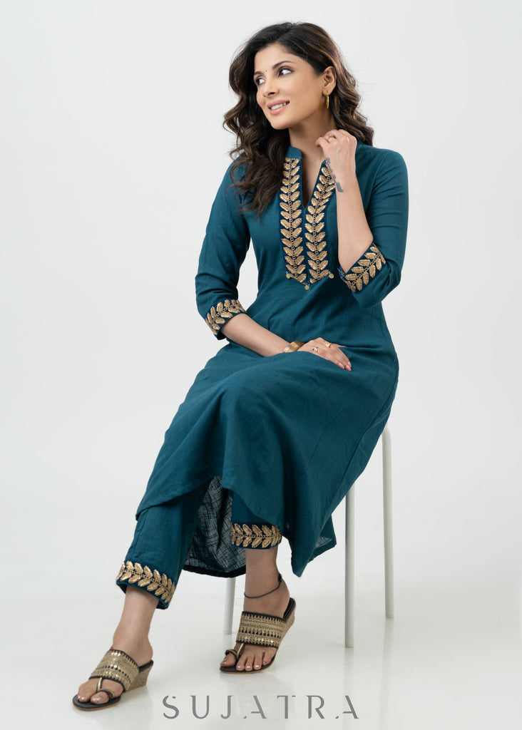 Teal Cotton Pant