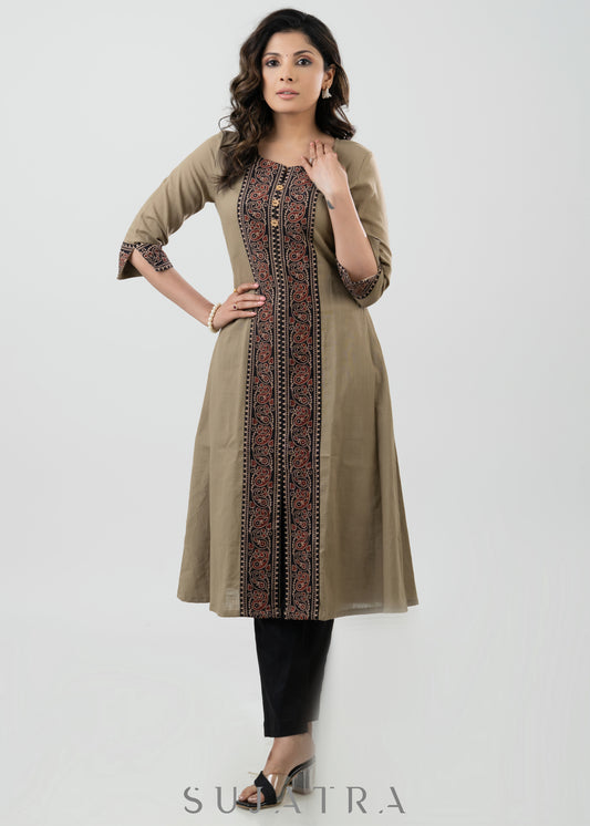 Elegant Cotton Ajrakh Combination Kurta - Pant Optional