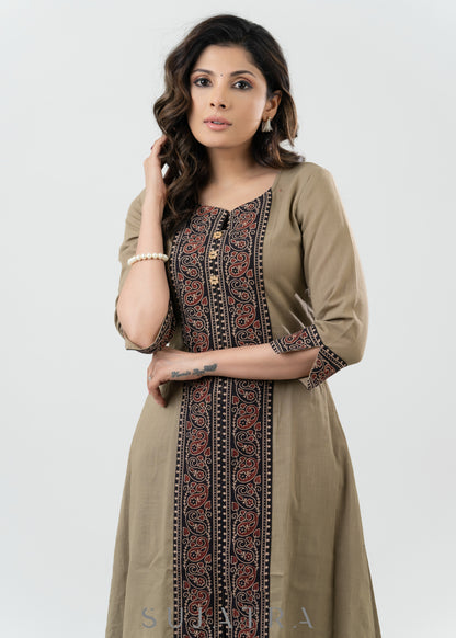 Elegant Cotton Ajrakh Combination Kurta - Pant Optional