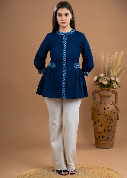 Elegant Cotton Blue & Indigo combination top
