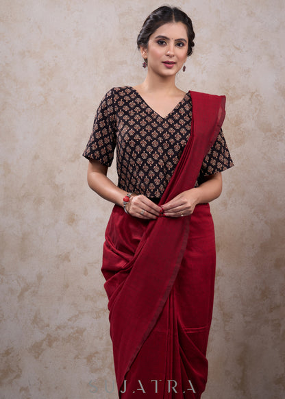 Exclusive black cotton ajrakh top style blouse