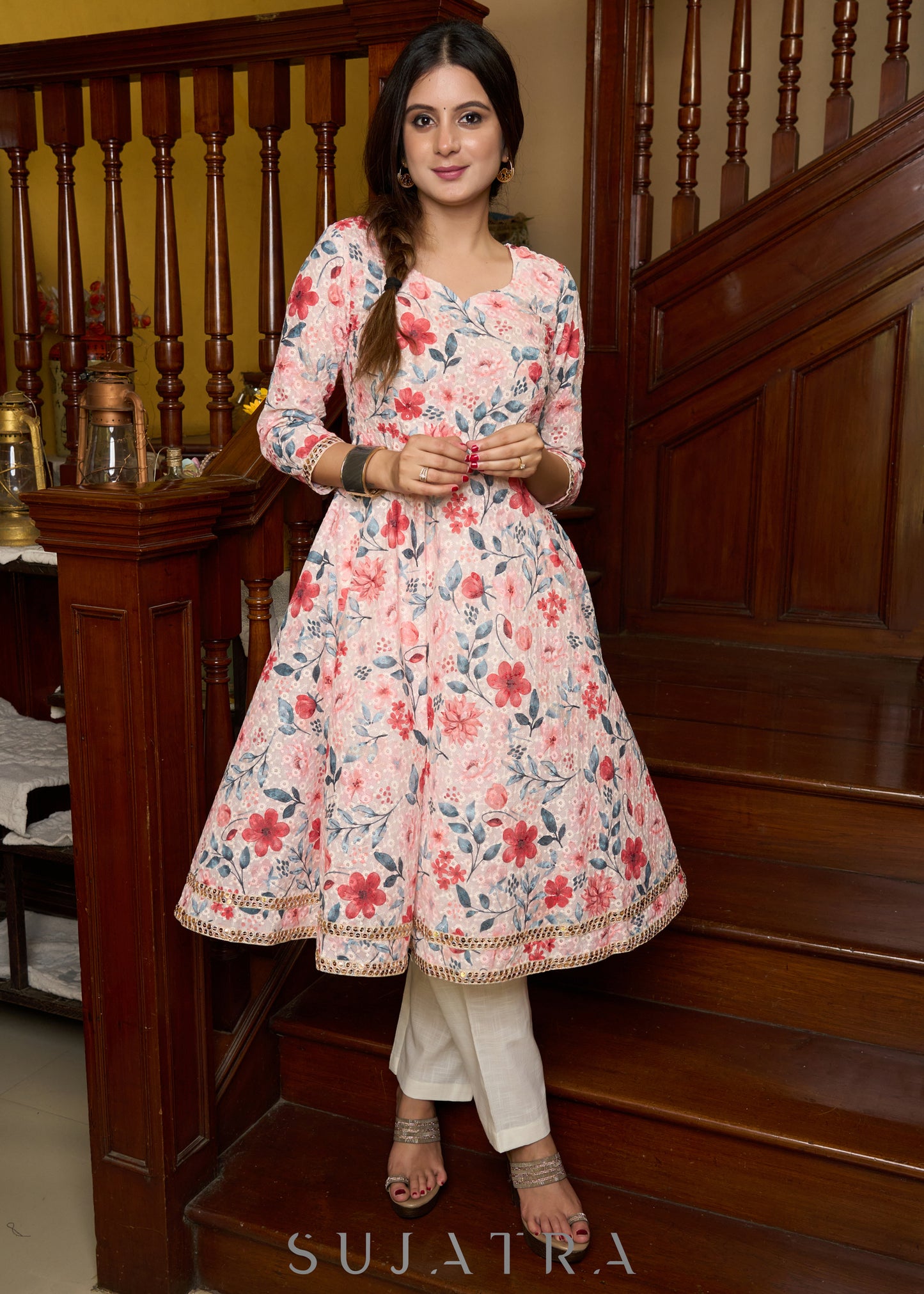 Flared Hakoba printed cotton kurta