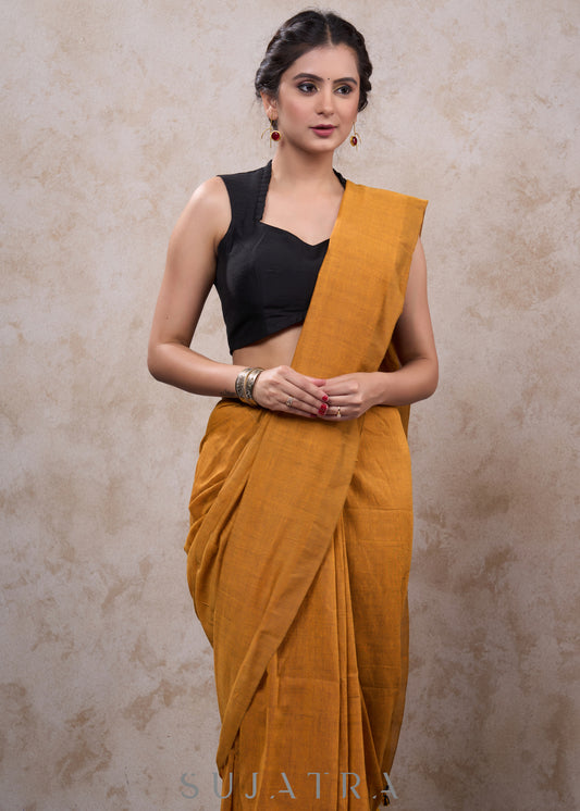 Classic black cotton silk sleeveless blouse - Optional Plain Saree
