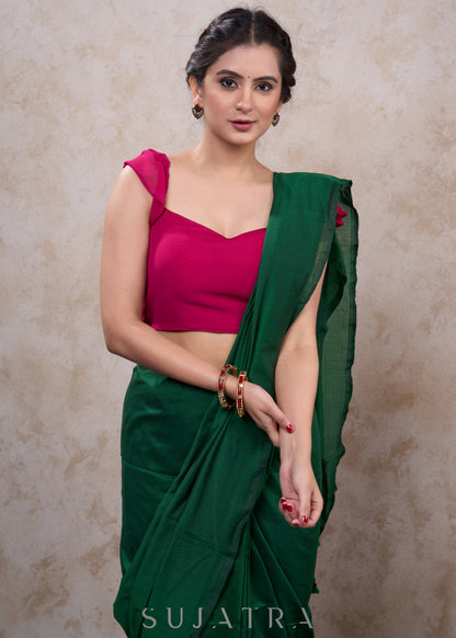 Stylish dark pink georgette blouse with frill sleeves