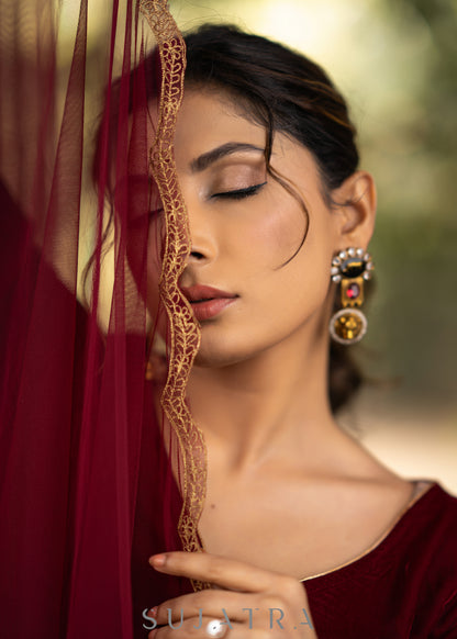 Exotic Maroon velvet kurta