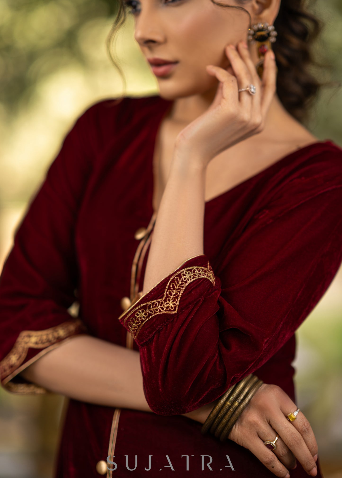 Exotic Maroon velvet kurta