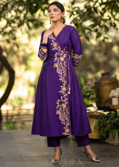 Purple Cotton Silk Pant