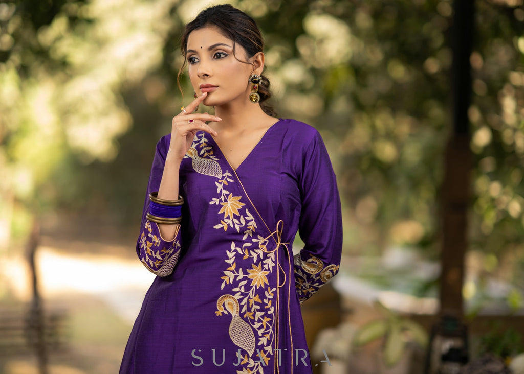 Purple Cotton Silk Pant