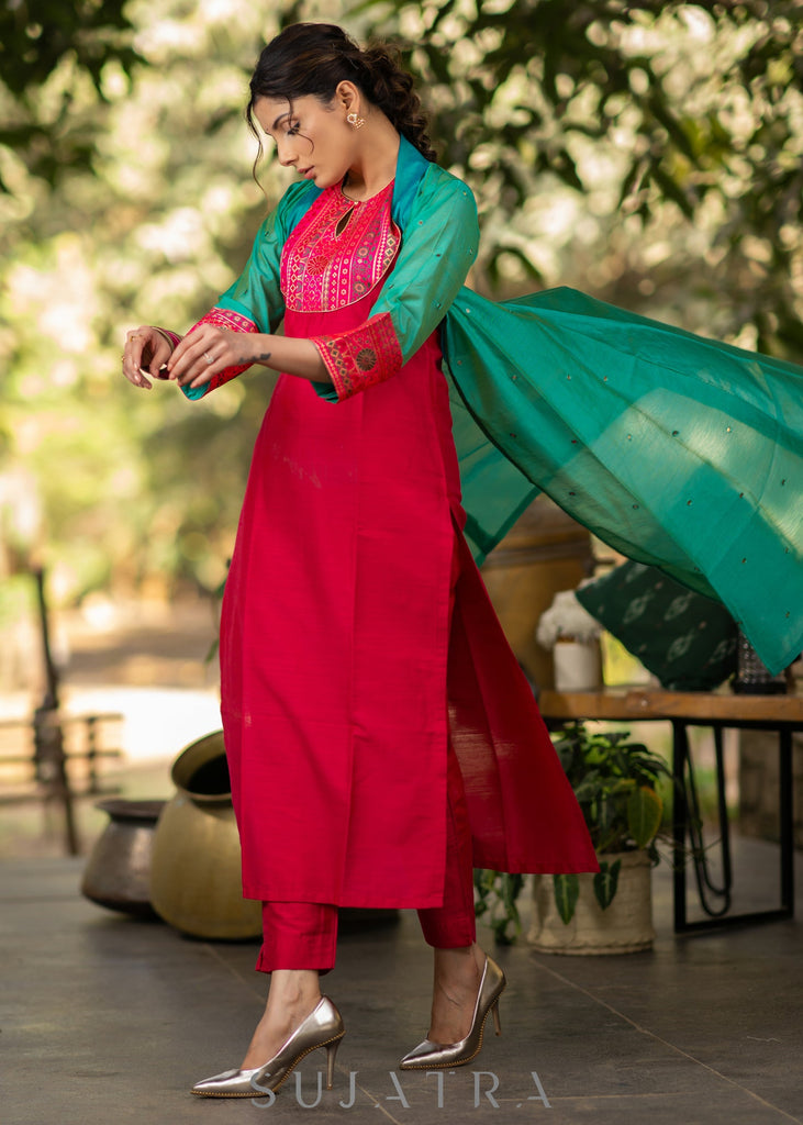 Pink Cotton Silk Pant