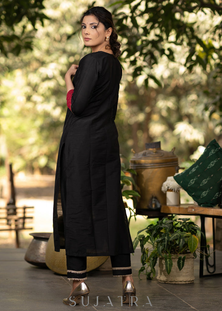 Black Cotton Silk Pant